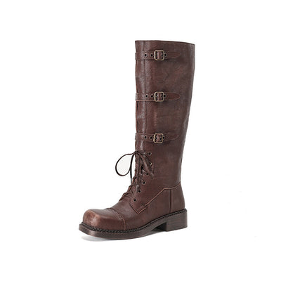Botas Negras y Marrones para Mujer con Tacón Grueso y Hebilla - Image 5