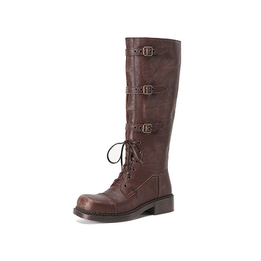 Botas Negras y Marrones para Mujer con Tacón Grueso y Hebilla - Image 5