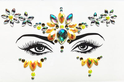 Adhesivos Faciales de Diamante de Resina Acrílica Verde con Cristales Brillantes - Image 12