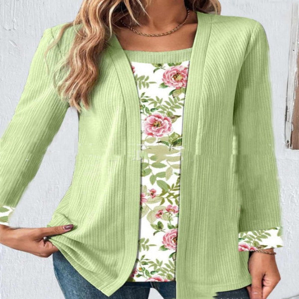 Cardigan de Lino y Algodón con Mangas Caladas y Cierre Invisible