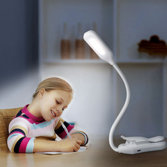 Lámpara LED de Lectura con Clip Ajustable - Luz de Escritorio Plegable