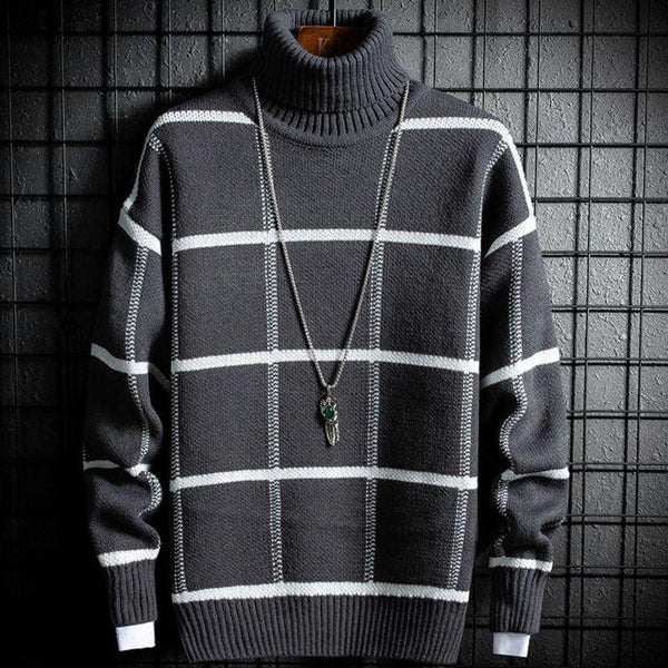 Suéter de Invierno para Niños Cuello Alto Estilo Coreano Tartán Cálido