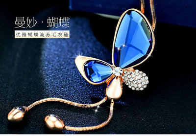 Cadena para suéter con mariposa de cristal - Accesorio de moda coreana con borlas largas - Image 3