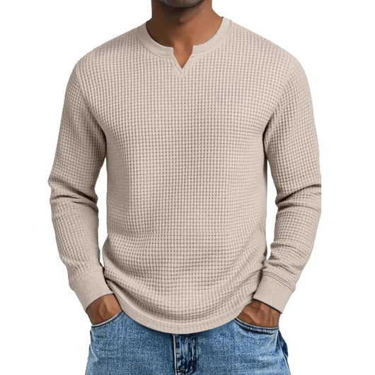 Polera Slim Fit Cuello V Manga Larga Casual para Hombre - Image 4
