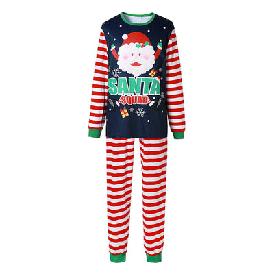 Santa Squad long-sleeved pajama set with a Santa Claus graphic top and red and white striped pants. - Image 13