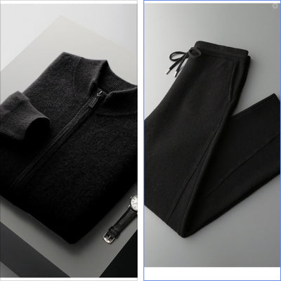 Suéter Tejido de Lana Reversible para Hombre con Cierre - Colores Sólidos - Image 7