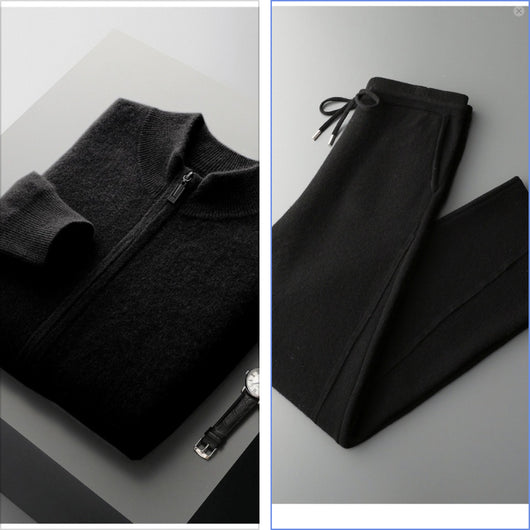 Suéter Tejido de Lana Reversible para Hombre con Cierre - Colores Sólidos - Image 7