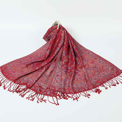 Bufanda Étnica Jacquard con Borlas de Cachemira - Image 11