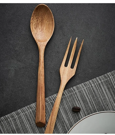 Juego de Cucharas y Tenedor de Madera Estilo Japonés - Image 8