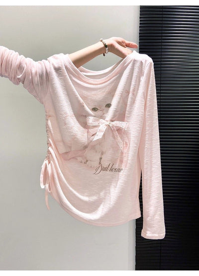 Blusa Manga Larga con Estampado de Gatos para Mujer - Primavera y Otoño - Image 17