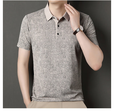 Camiseta Fresca de Seda de Hielo con Estampado Moderno para Hombre - Image 21