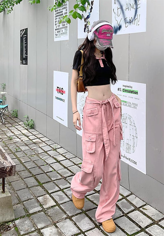 Pantalones Cargo Sueltos Vintage Americano con Múltiples Bolsillos y Detalles Desgastados - Image 13