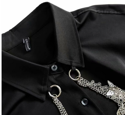 Camisa Manga Larga con Solapa Retro para Hombre - Image 12