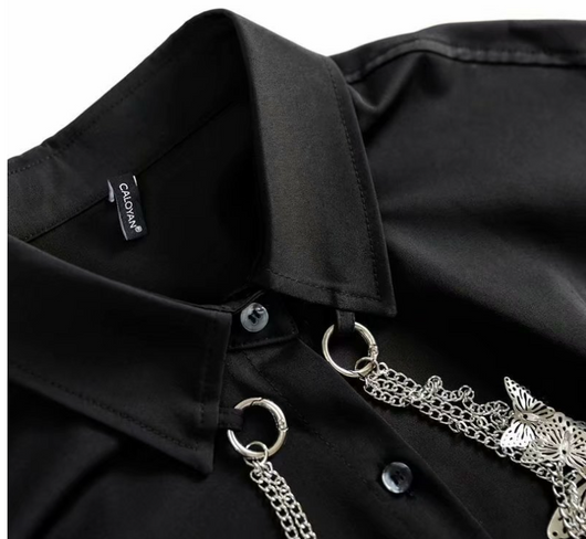 Camisa Manga Larga con Solapa Retro para Hombre - Image 12