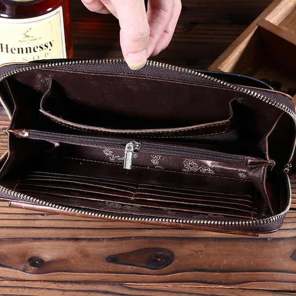 Billetera Larga para Hombre en Cuero Vintage Encerado