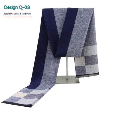 Bufanda de Invierno Rayada en Cashmira Artificial para Hombre - Image 3