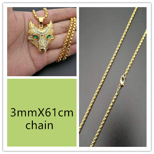 Collar Vikingo para Hombre con Dije de Cabeza de Lobo en Acero Inoxidable Dorado - Image 8