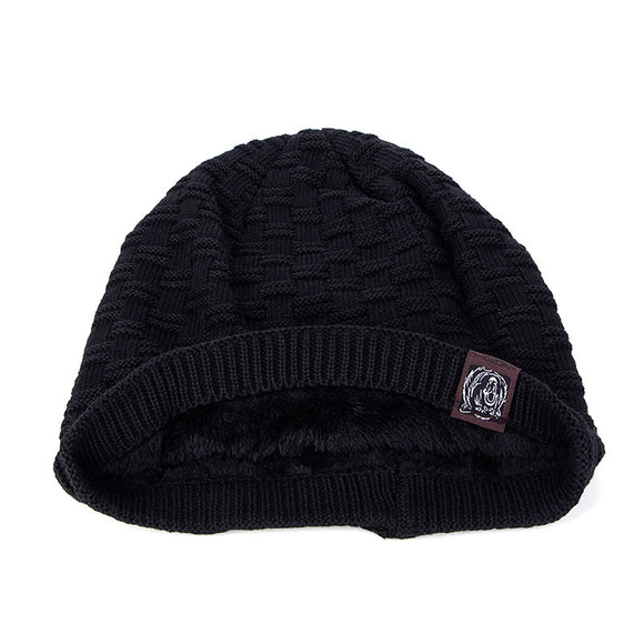 Gorro de Lana Tejida con Forro de Terciopelo para Invierno