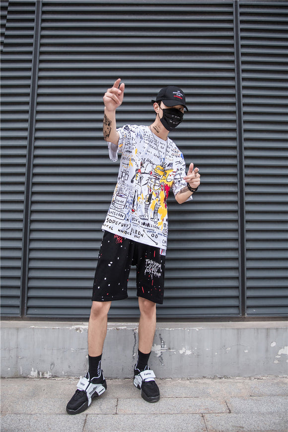 Camiseta Oversize Hip Hop Graffiti para Hombre - Estilo Urbano Tendencia