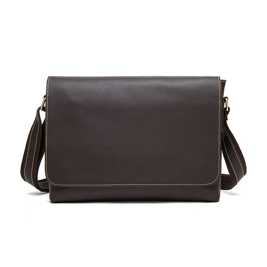 Bolsa Mensajero de Cuero Genuino Crazy Horse para Hombre - Estilo Retro