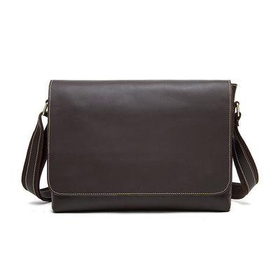 Bolsa Mensajero de Cuero Genuino Crazy Horse para Hombre - Estilo Retro
