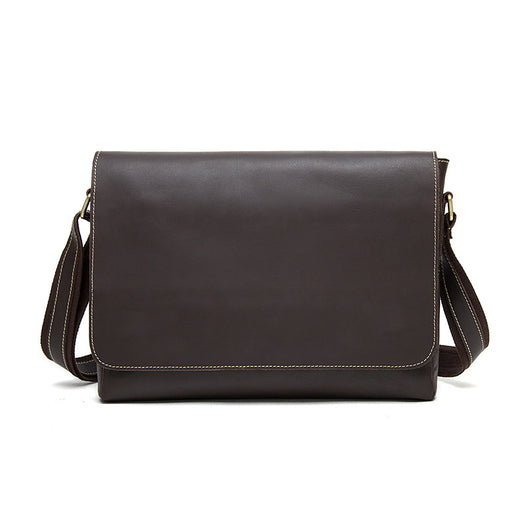 Bolsa Mensajero de Cuero Genuino Crazy Horse para Hombre - Estilo Retro