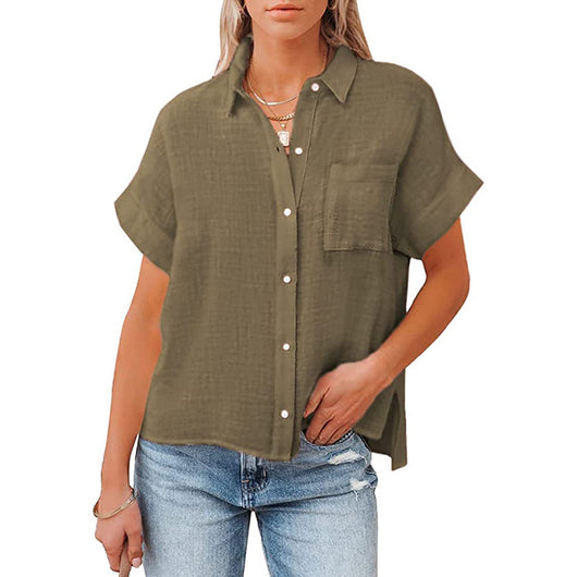 Camisas de Algodón y Lino para Mujer - Manga Corta Casual Verano - Image 5