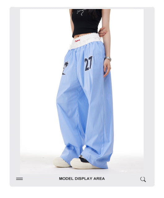 Pantalones Rectos Anchos con Rayas Verticales Bordadas - Efecto Adelgazante - Image 13