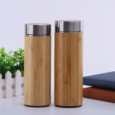 Taza Térmica de Acero Inoxidable con Bambú