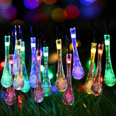 Guirnalda Solar de Luces LED Gotas de Agua Impermeable para Jardín y Fiestas