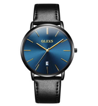 Reloj de Hombre con Calendario y Correa de Cuero Resistente al Agua