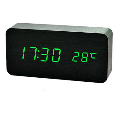 Reloj de Pared LED con Calendario y Alarma en Madera - Image 9