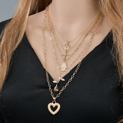 Collar Largo de Palma Cruzada con Rosa y Amor - Image 6