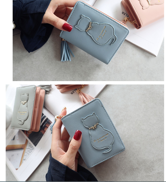 Billetera Compacta para Mujer con Diseño de Gato y Cierre de Hebilla - Image 8