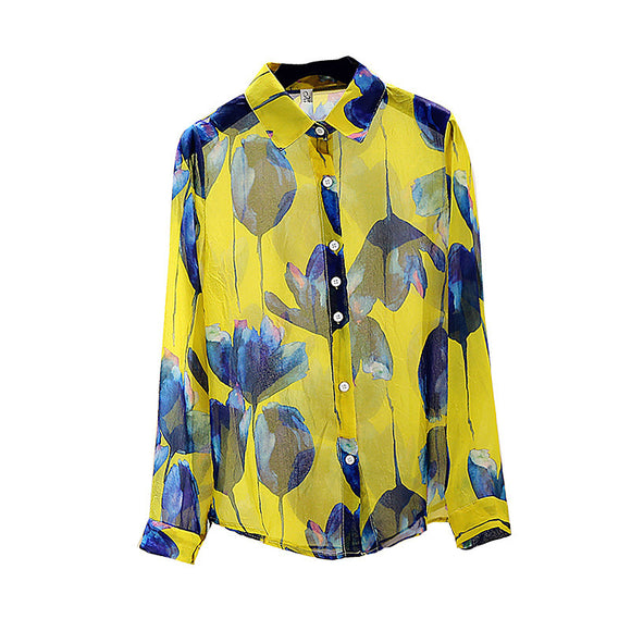 Blusa Estampada de Gasa Ligera para Mujer