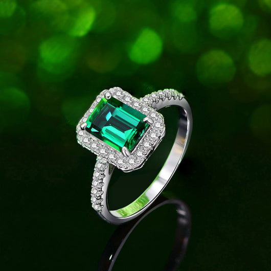 Anillo de Esmeralda en Plata 925 Estilo Vintage Clásico
