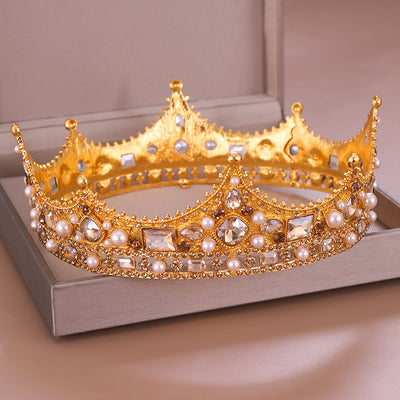 Corona Tocado Círculo Completo Diamantes y Perlas Estilo Retro - Image 6