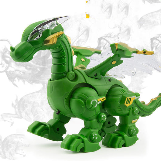 Gray and blue electric mechanical dinosaur toy with clear wings, designed for walking, water spray, and lights. - Image 4
