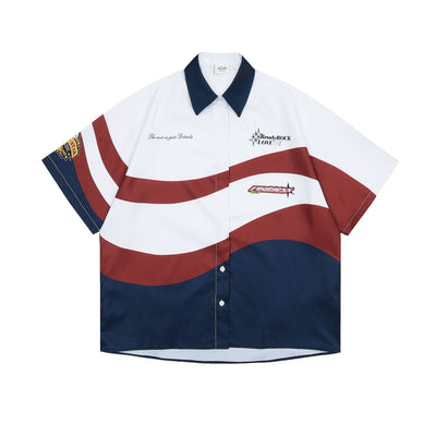 Camisa Moto Retro Americana con Contraste de Colores - Image 9