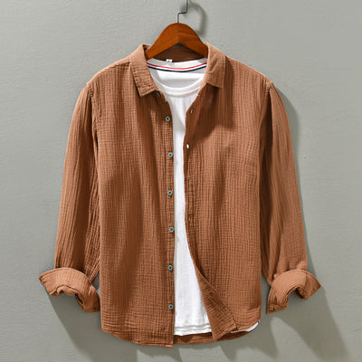 Camisa Manga Larga Algodón Puro Color Sólido para Hombre - Image 7