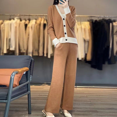 Conjunto de Dos Piezas en Lana Tejida - Diseño Holgado y Cómodo