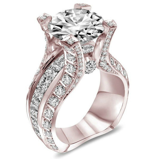 Anillo de Compromiso Óvalo en Circonia y Chapado en Oro Rosa