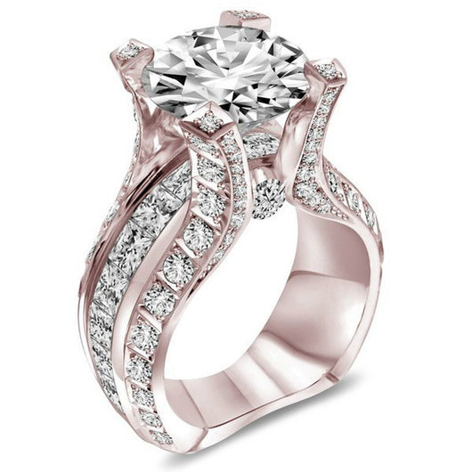 Anillo de Compromiso Óvalo en Circonia y Chapado en Oro Rosa