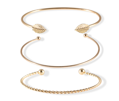 Pulsera de Tres Piezas con Hojas de Personalidad Simple - Image 5
