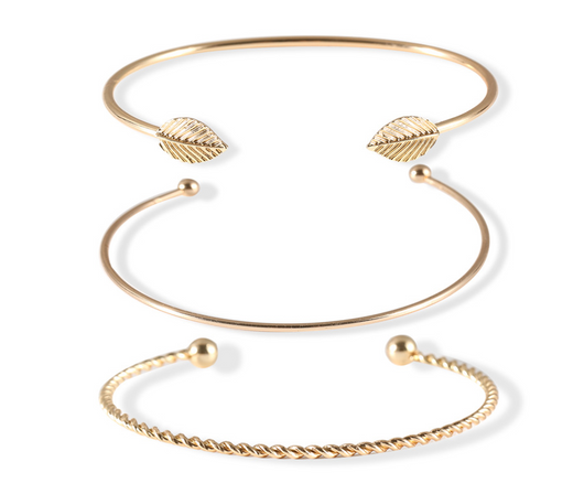 Pulsera de Tres Piezas con Hojas de Personalidad Simple - Image 5