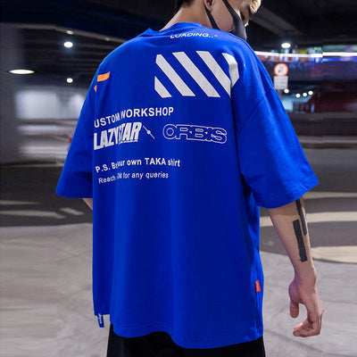 Playera Hip-hop Suelta de Cinco Puntos para Parejas - Manga Corta Ins - Image 11