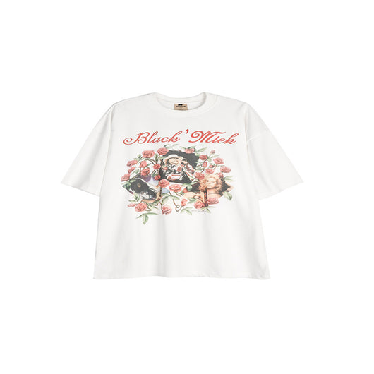 Camiseta Hip Hop Retro Americana con Bordado de Rosa - Image 11