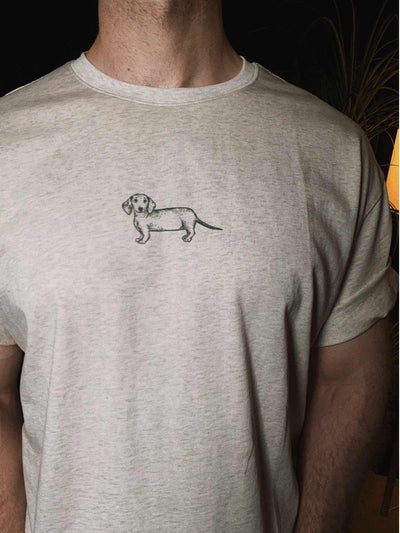 Camiseta Casual Gris Perro Salchicha Diseño Neutro Americana - Image 7