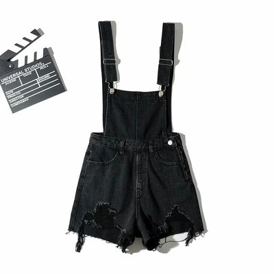 Shorts Denim Rotos con Tirantes para Mujer - Image 3