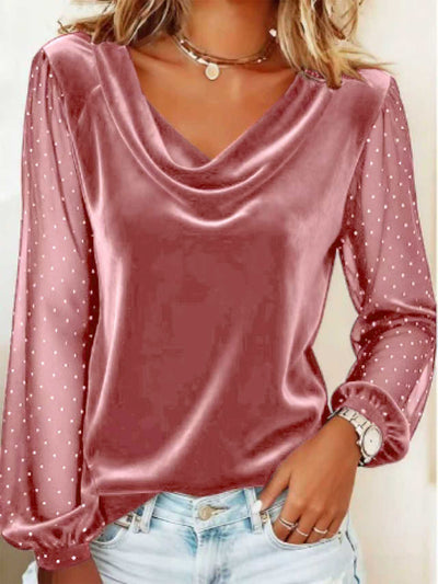 Blusa Terciopelo Manga Larga Cuello V Mujer - Diseño Malla Diamante Elegante Rojo Navidad - Image 6